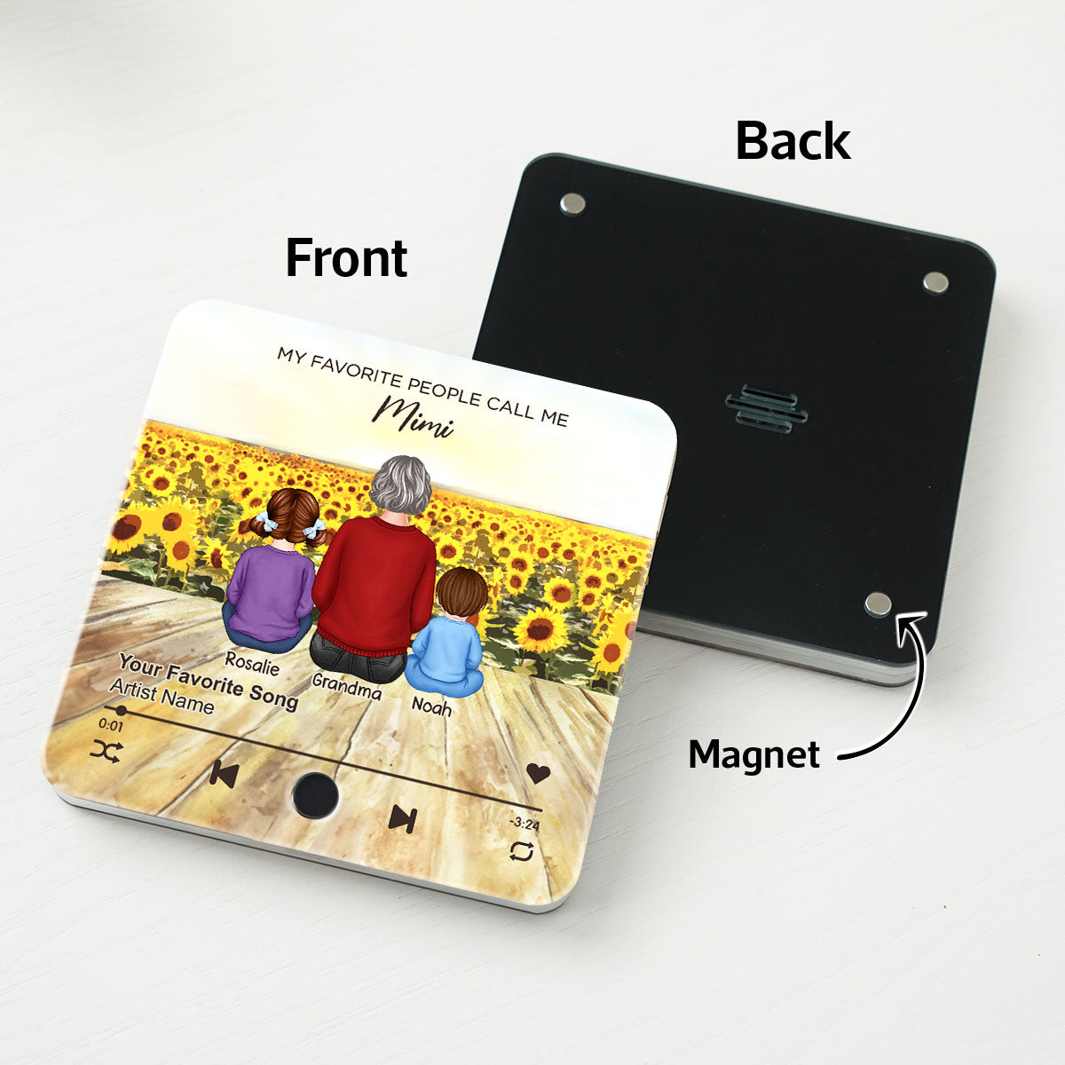 My Favorite People Call Me Nana Sunflower Field Personalized Music Fridge Magnet, Perfect Gift For Nana, Grandma
