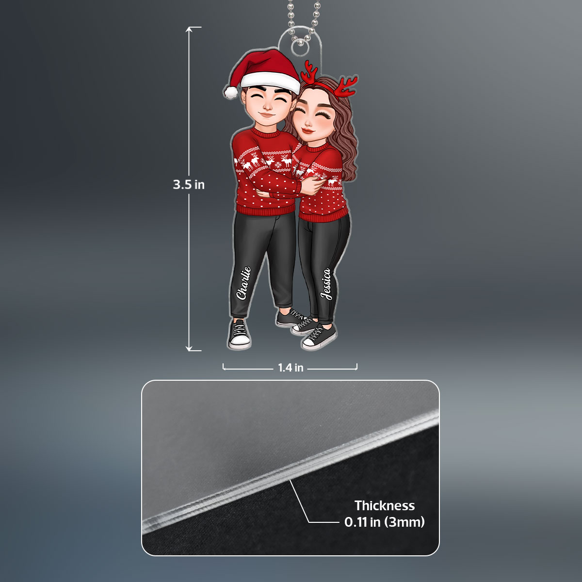 Couple Hugging Christmas Gift For Her Gift For Her Anniversary Keepsake Personalized Acrylic Ornament