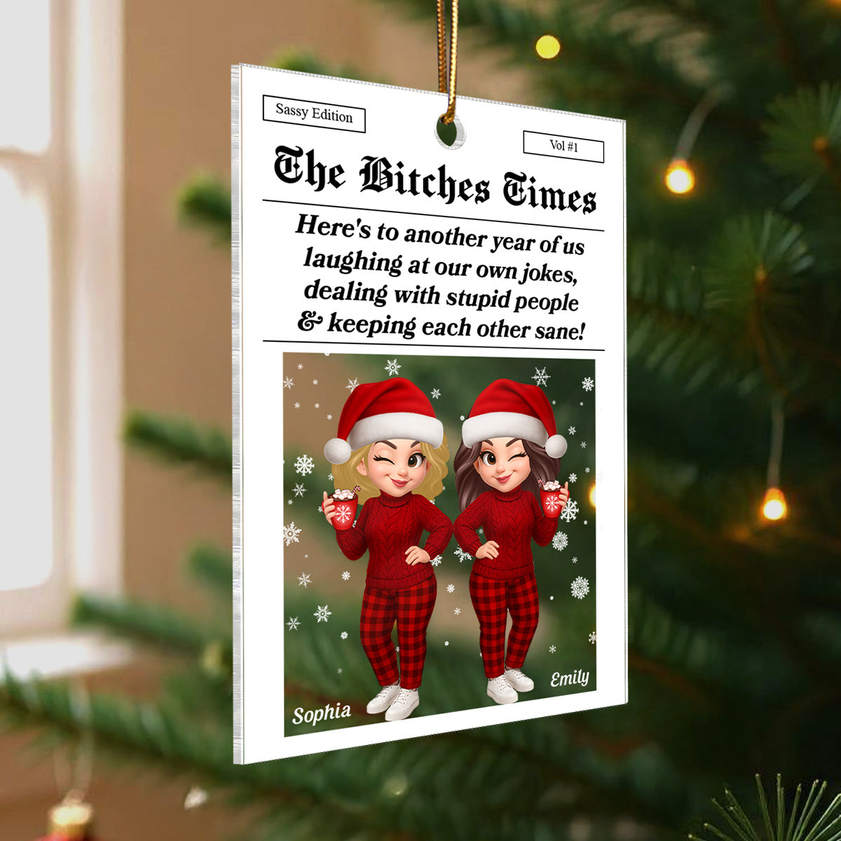 Funny Christmas Pretty Besties Magazine Edition - Personalized Acrylic Ornament - Gift For Best Friends