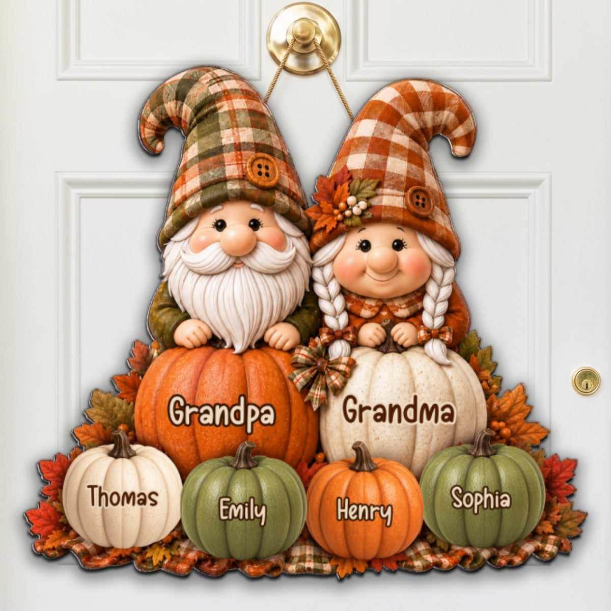 Cozy Warm Fall Season Gnome Grandma Grandpa Pumpkin Patch - Personalized Wood Sign - Fall Decoration For Grandparents