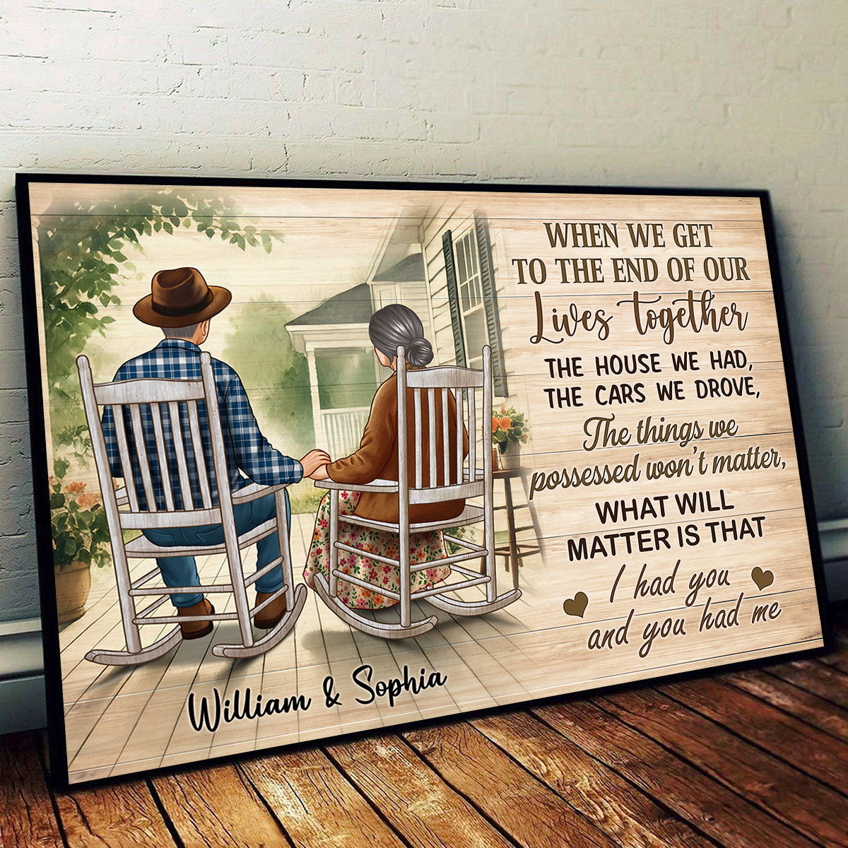 Old Couple Sitting On The Porch Personalized Poster, Heartfelt  Gift For Couple, For Him, For Her, Husband, Wife