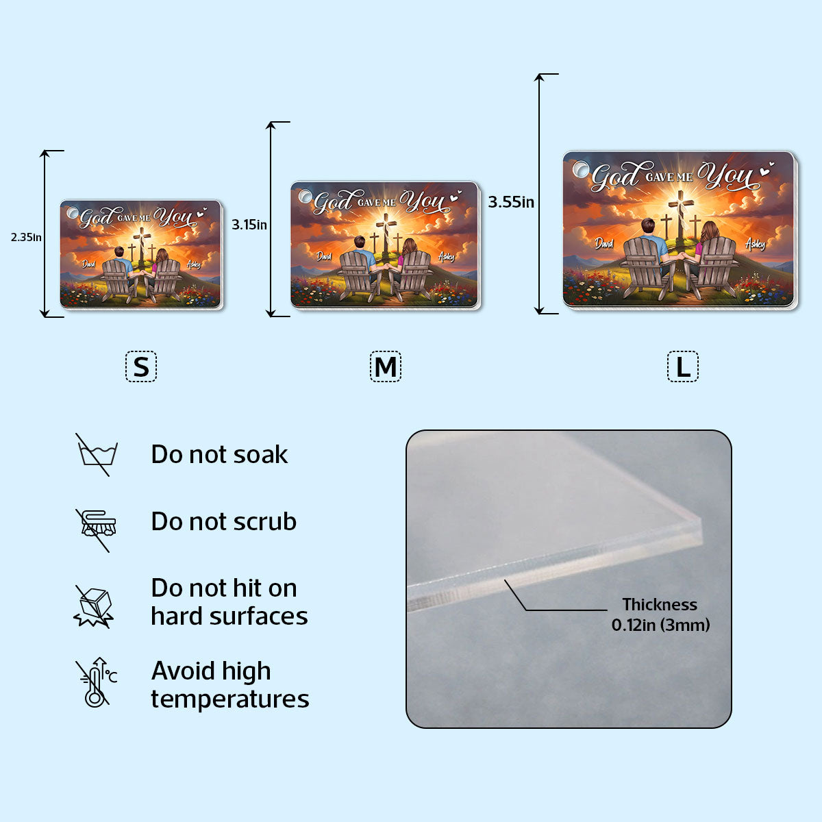 Cross God Gave Me You Couple Sitting Personalized Keychain, Anniversary Gift For Him, Her