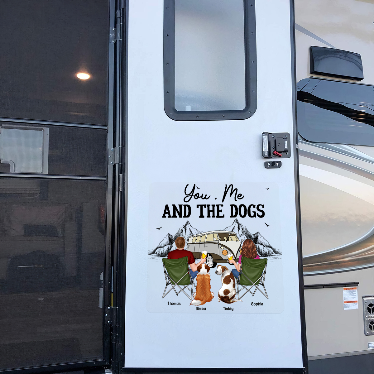 You Me And The Dogs Cats Camping Personalized RV Decal