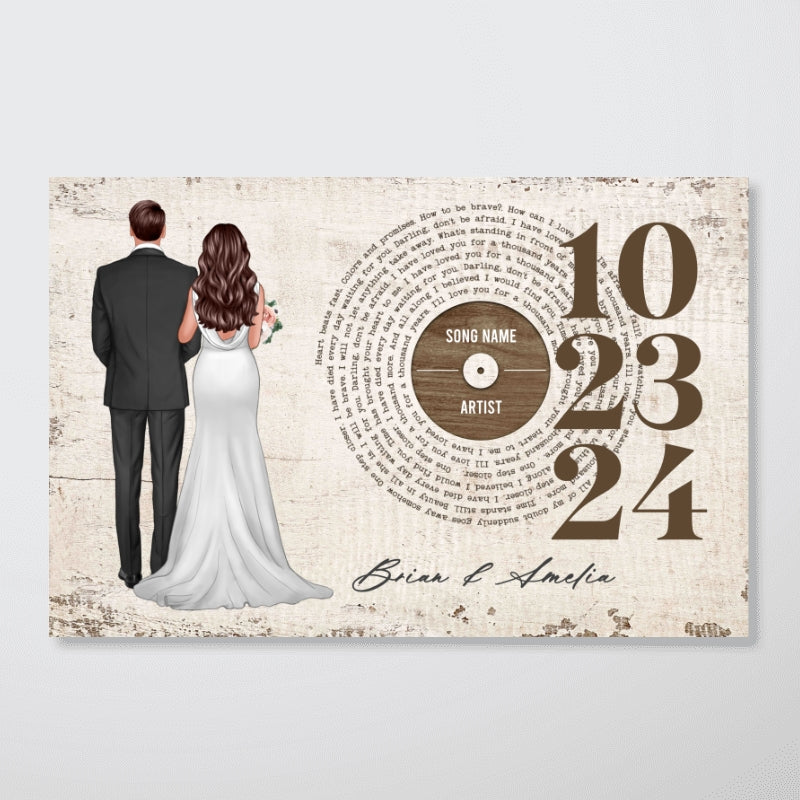 Couple Anniversay Date Custom Vinyl Lyrics Personalized Poster, Wedding Song Dance,  Gift for her & for him
