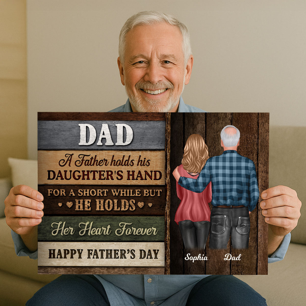 Colored Wood Pallets Texture To Dad From Daughter Son Personalized Poster| Heartfelt Father's Day Gift For Dad
