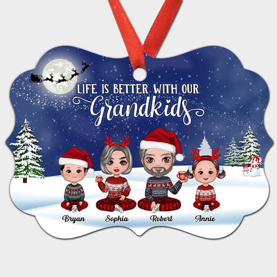 Doll Grandparents Sitting With Grandkids Personalized Christmas Ornament