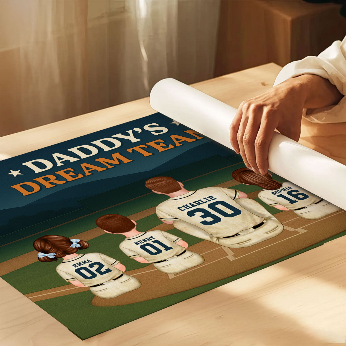 Retro Night Baseball Daddy's Dream Team Personalized Poster, Gift For Dad