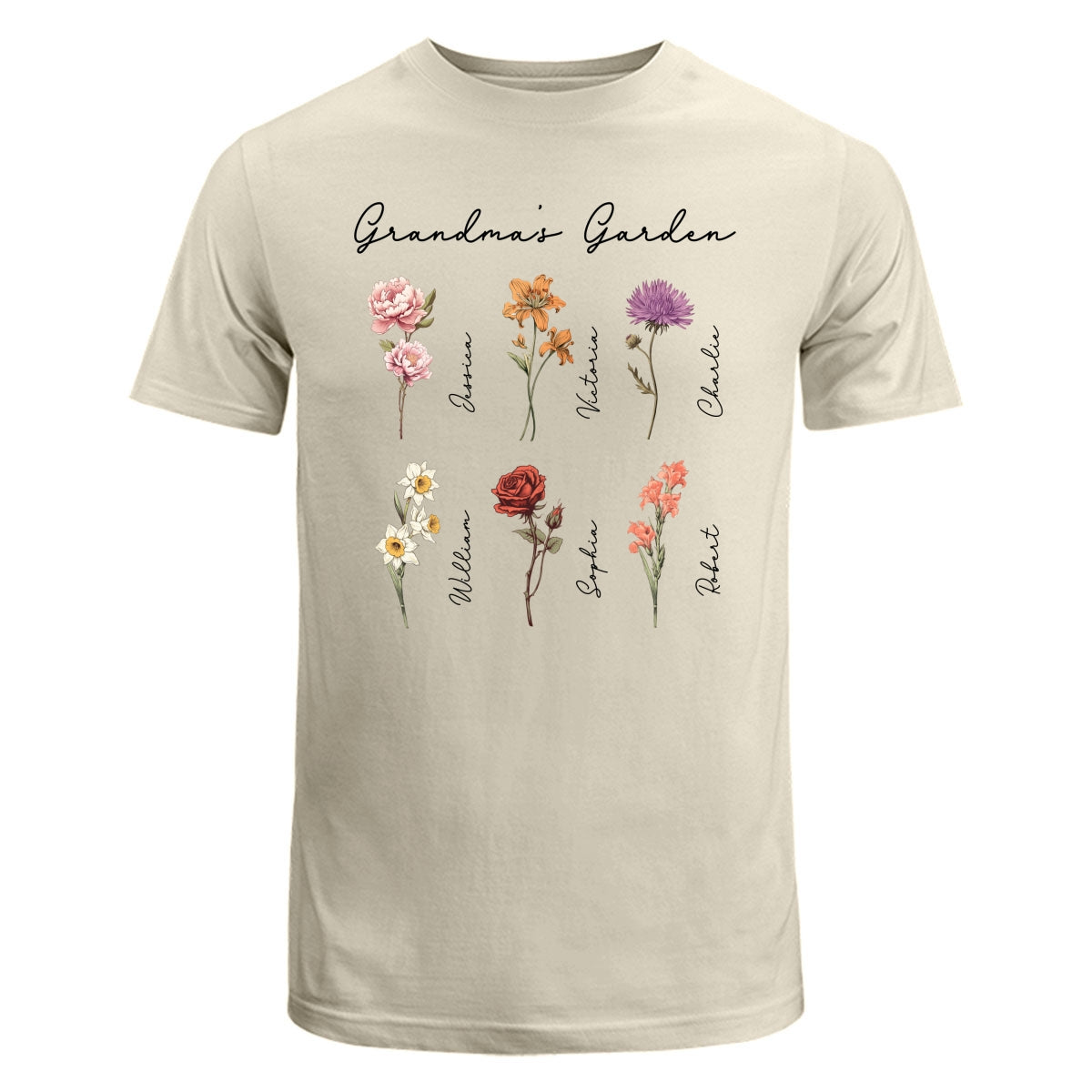 Grandma Mom Garden Vintage Birth Month Flowers Mother‘s Day Gift Personalized Shirt
