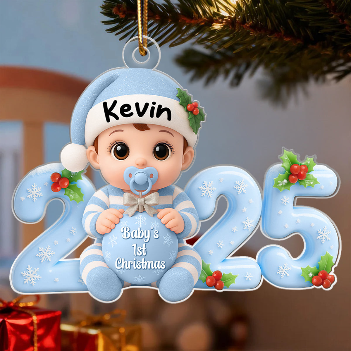 3D Effect Baby 1st Christmas 2025 - Personalized Acrylic Ornament - Heartwarming Christmas Gift For New Born, Baby