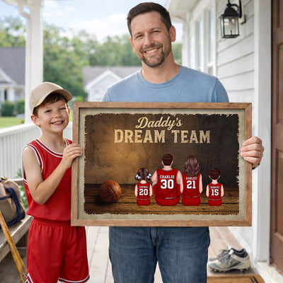 Daddy's Basketball Dream Team - Personalized Poster - Father's Day Gift for Dad, Husband