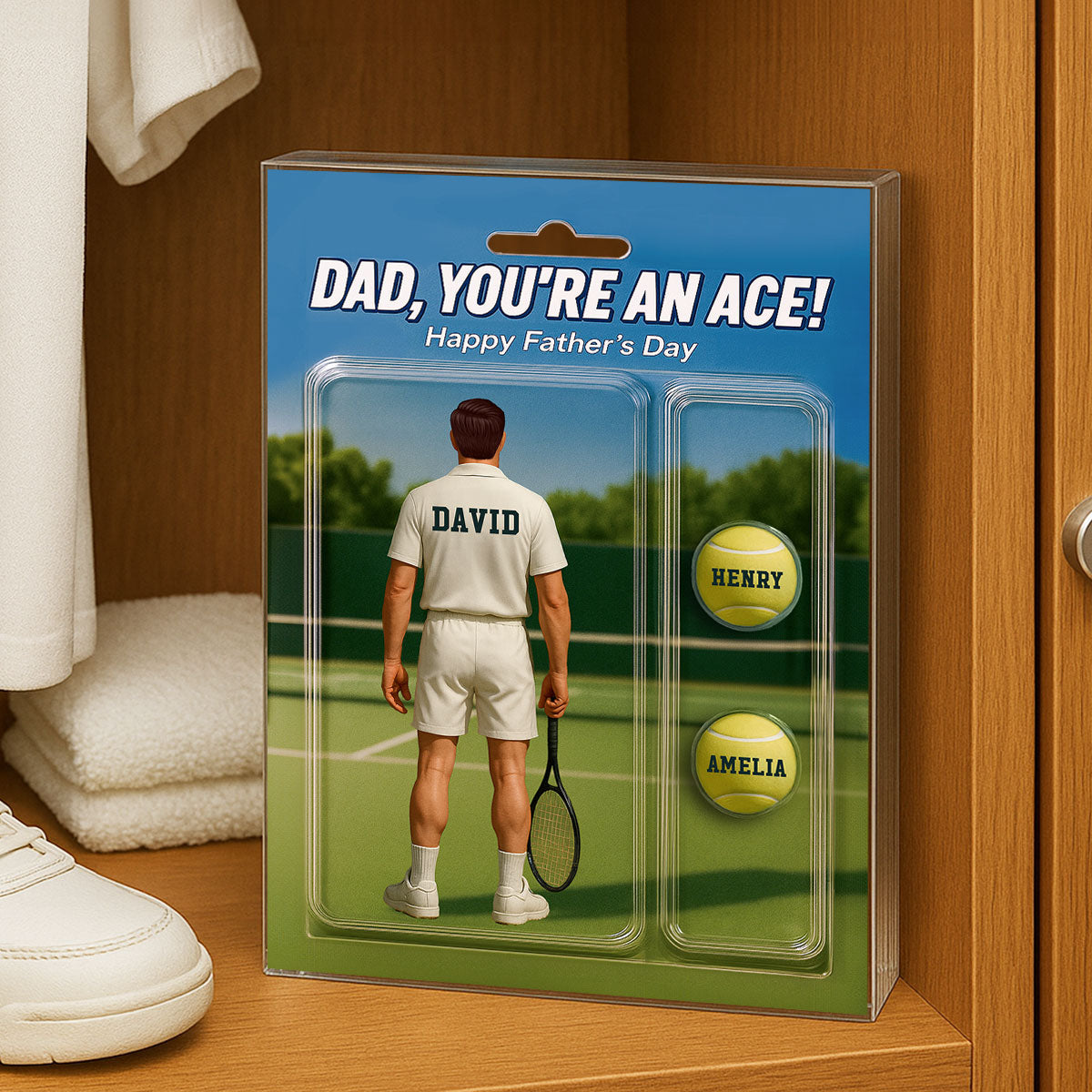 You're An Ace Tennis Dad With Kids' Names Custom Figure Personalized Acrylic Block Plaque, Father's Day Gift For Him, For Dad