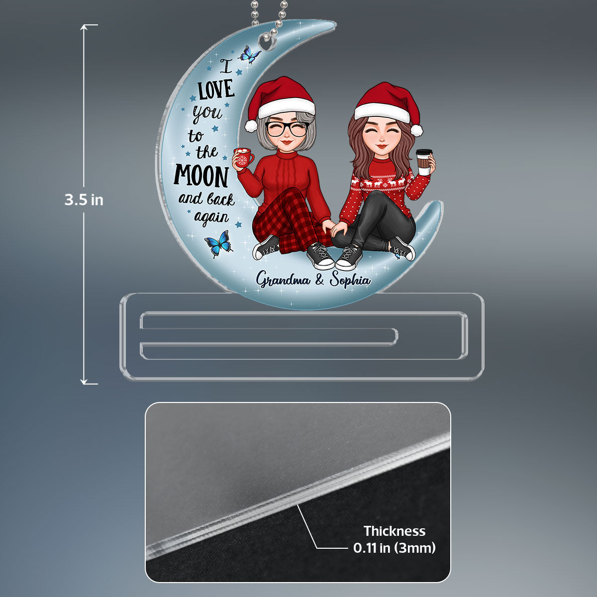 Love You To The Moon And Back Christmas Personalized Money Holder Ornament