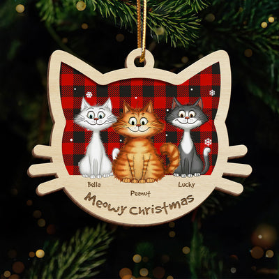 Funny Cat Christmas Wooden Ornament, Personalized Christmas Cat Ornament, Christmas Gift For Cat Lovers