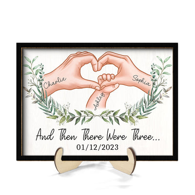 And Then There Were Three Personalized 2-Layer Wooden Plaque Gift for New Mom, New Dad