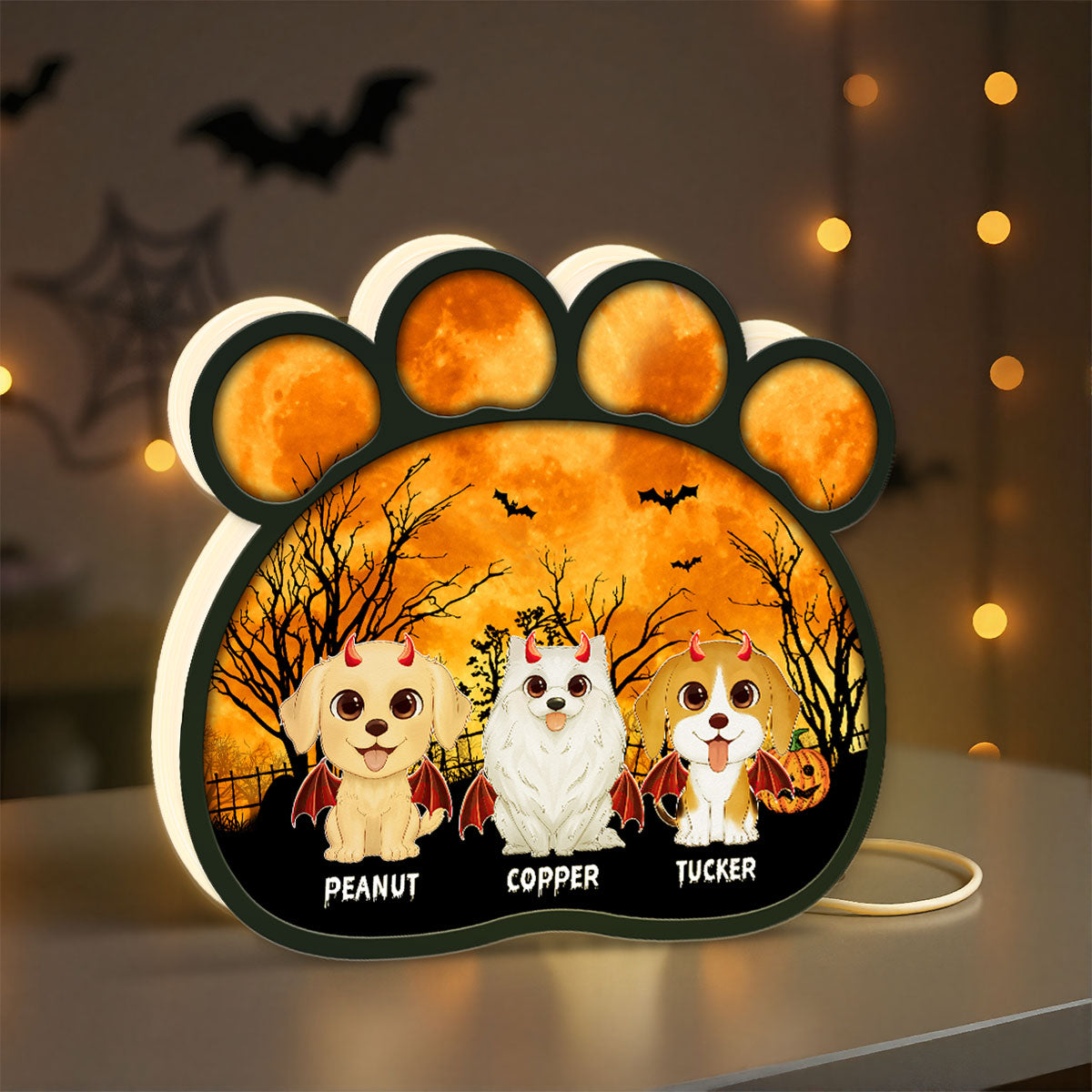 Spooky Halloween Theme Dog Paw Personalized LED Light Box