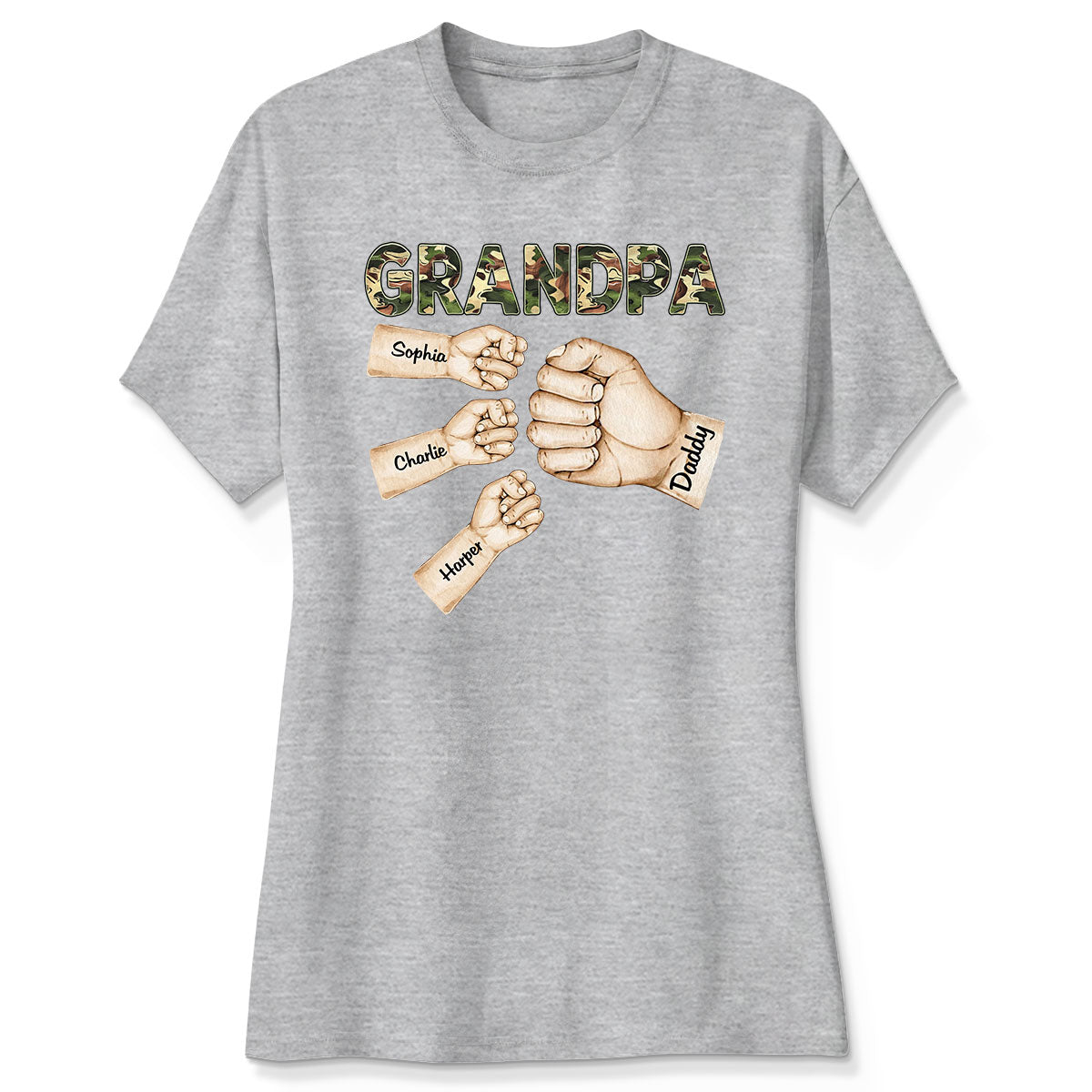 Camouflage Grandpa Dad Fist Bump Personalized Shirt