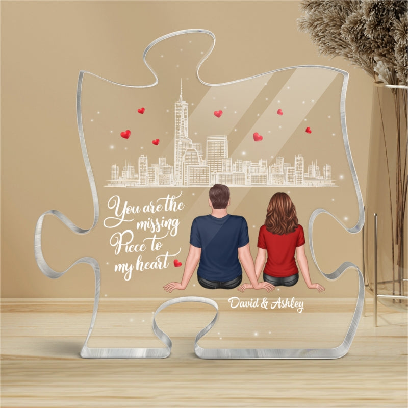 The Missing Piece To My Heart Couple Back View Personalized Puzzle Acrylic Plaque