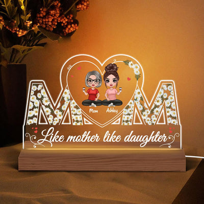 Doll Mother Daughters Daisy Flowers Personalized Custom Shape LED Night Light
