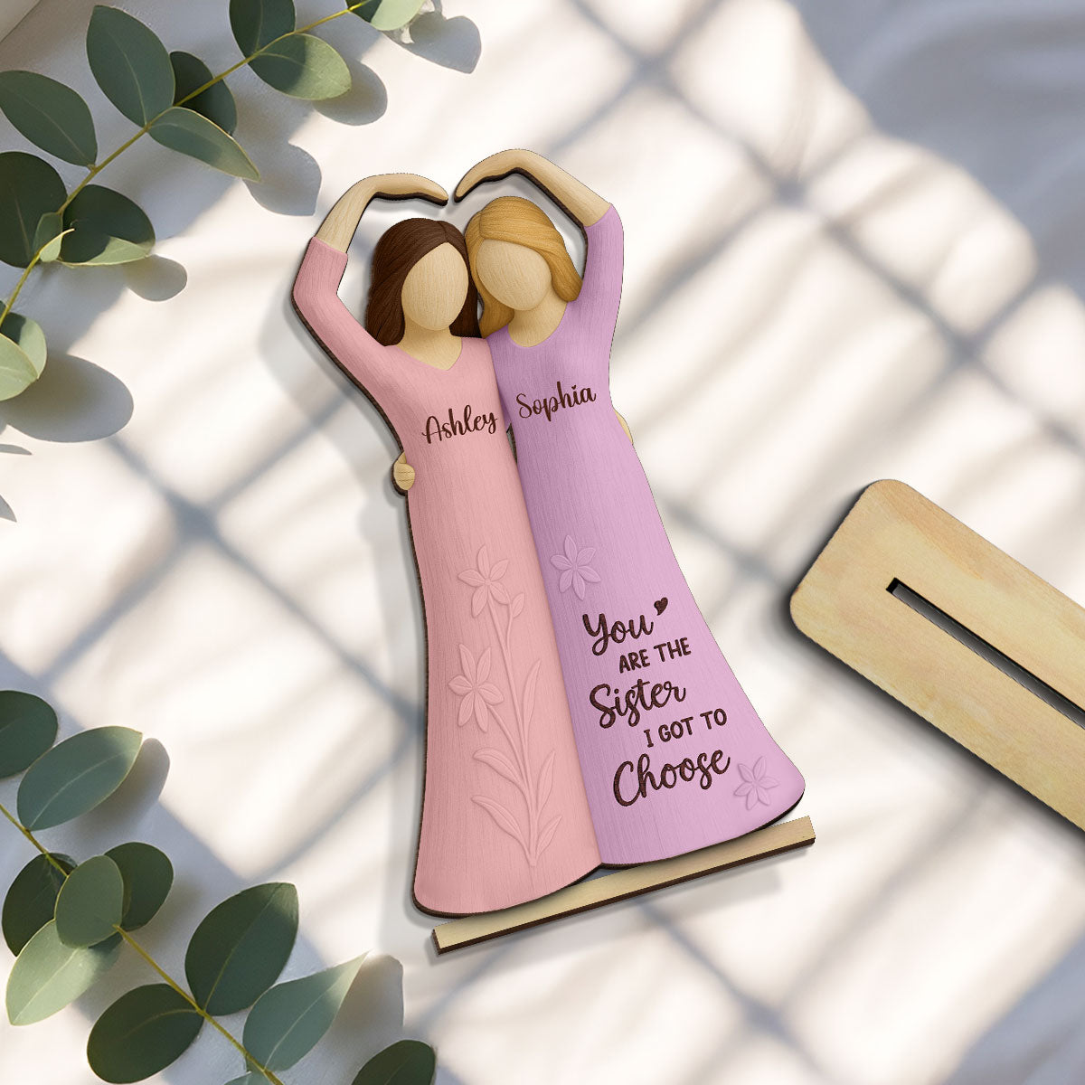 Soul Sister Friendship 3D Effect Personalized Standing Wooden Plaque, Gifts for Best Friend, Bestie Birthday Gift