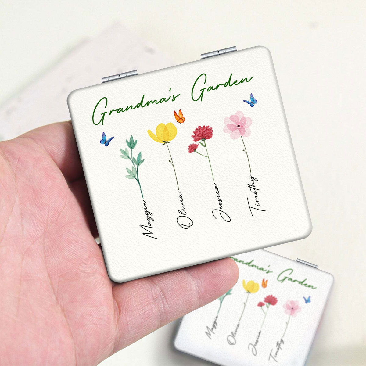 Grandma's Garden Gift Personalized Square Compact Mirror