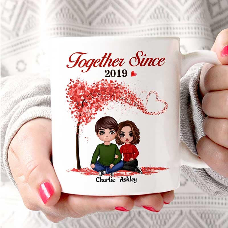 Embracing Couple Under Tree Personalized Mug