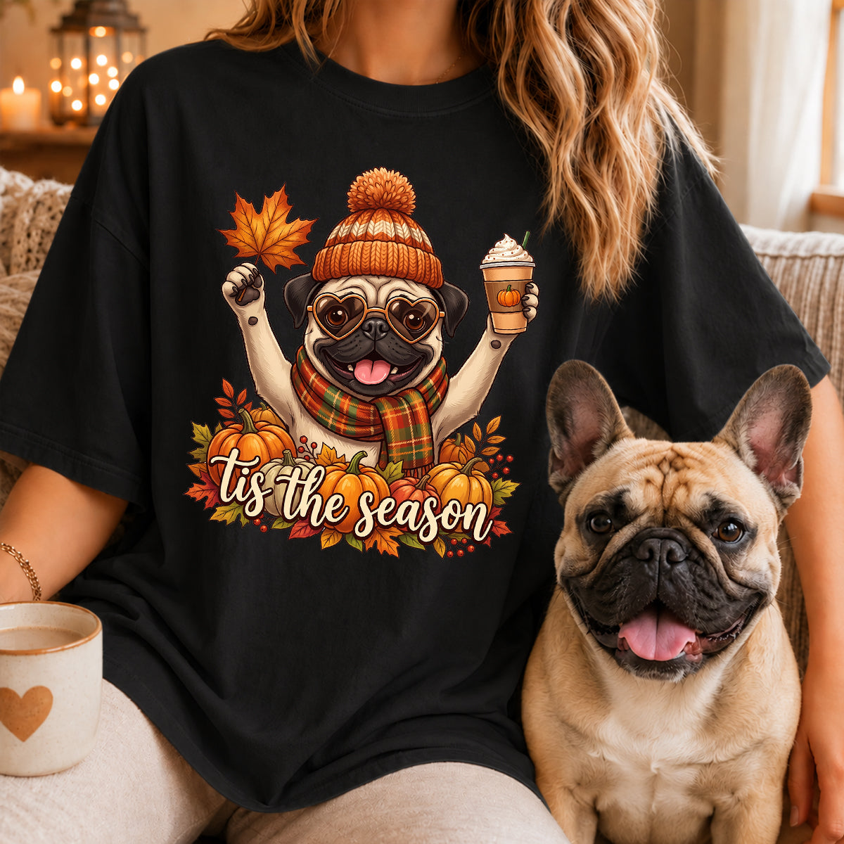 Tis the Season Retro Fall Pet - Personalized Shirt - Trendy Fall Tee for Dog Moms, Cat Moms
