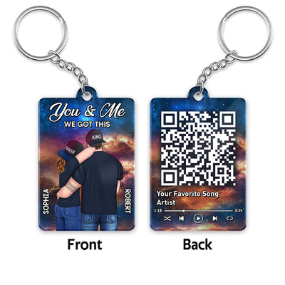 Couple Back View In Galaxy Favorite Song QR Code Personalized Acrylic Keychain