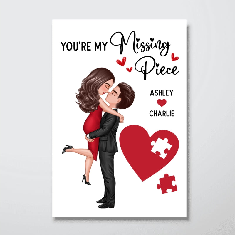 Couple Missing Piece Red Heart Valentine‘s Day Gift Personalized Poster