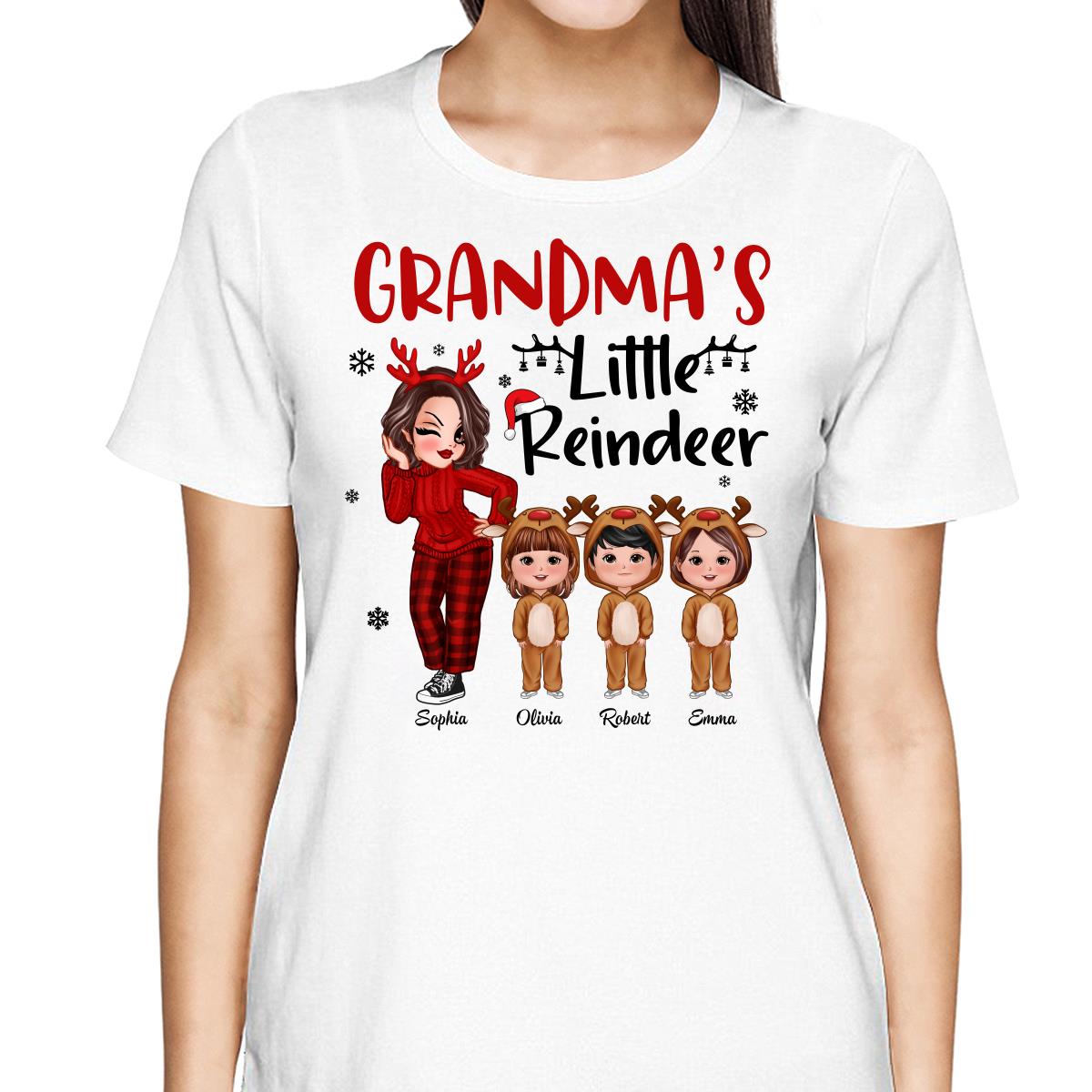 Christmas Pretty Grandma‘s Little Reindeer Doll Kids Personalized Shirt