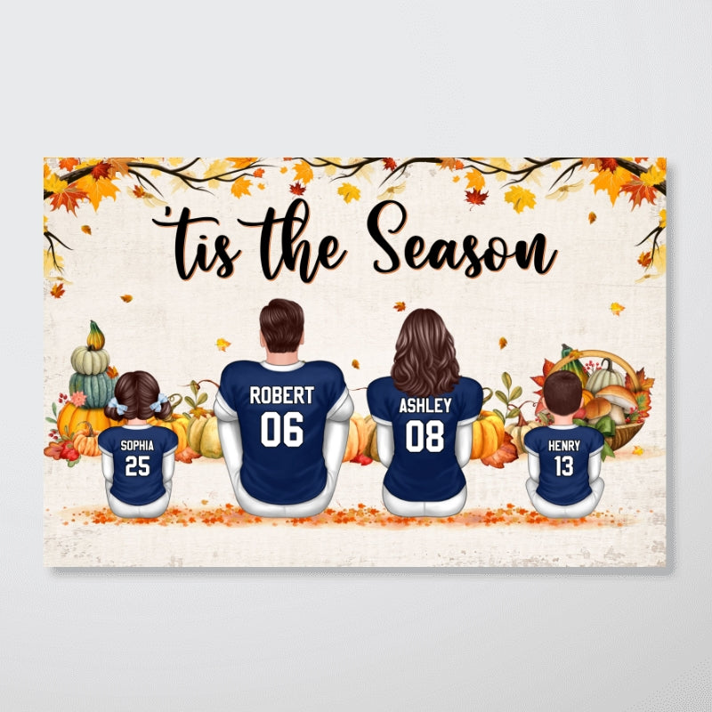 Fall Season Football Family Sitting Personalized Poster, Gift For Husband, Wife, Dad, Mom