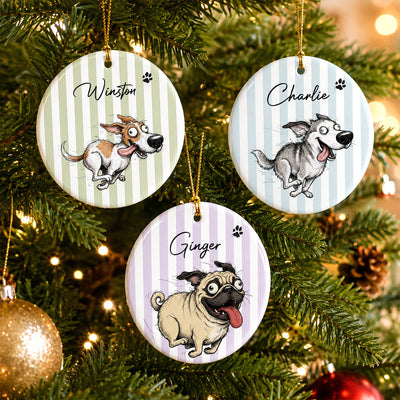 Watercolor Pet Zoomies Portrait From Your Photo - Personalized Ceramic Ornament - Christmas Keepsake For Dog Cat Lover