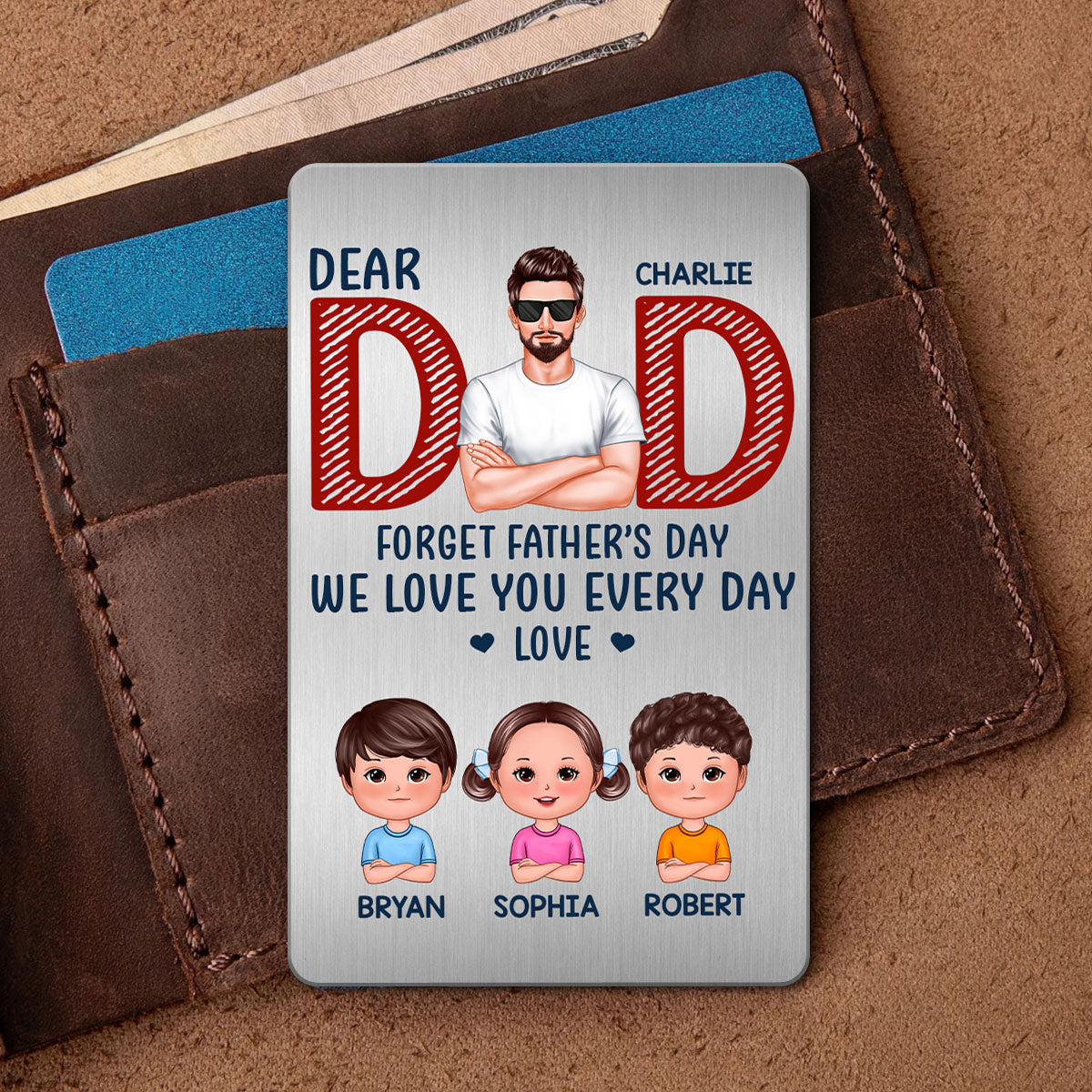 Dad Forget Father‘s Day Personalized Metal Wallet Card