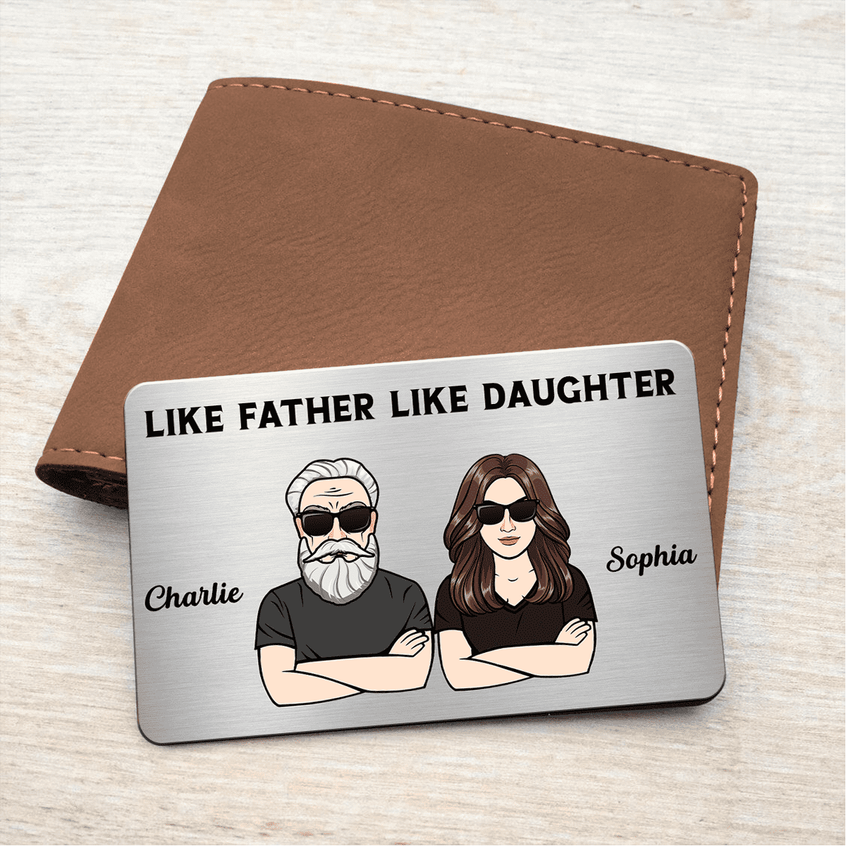 Like Father Like Sons Daughters Personalized Metal Wallet Card
