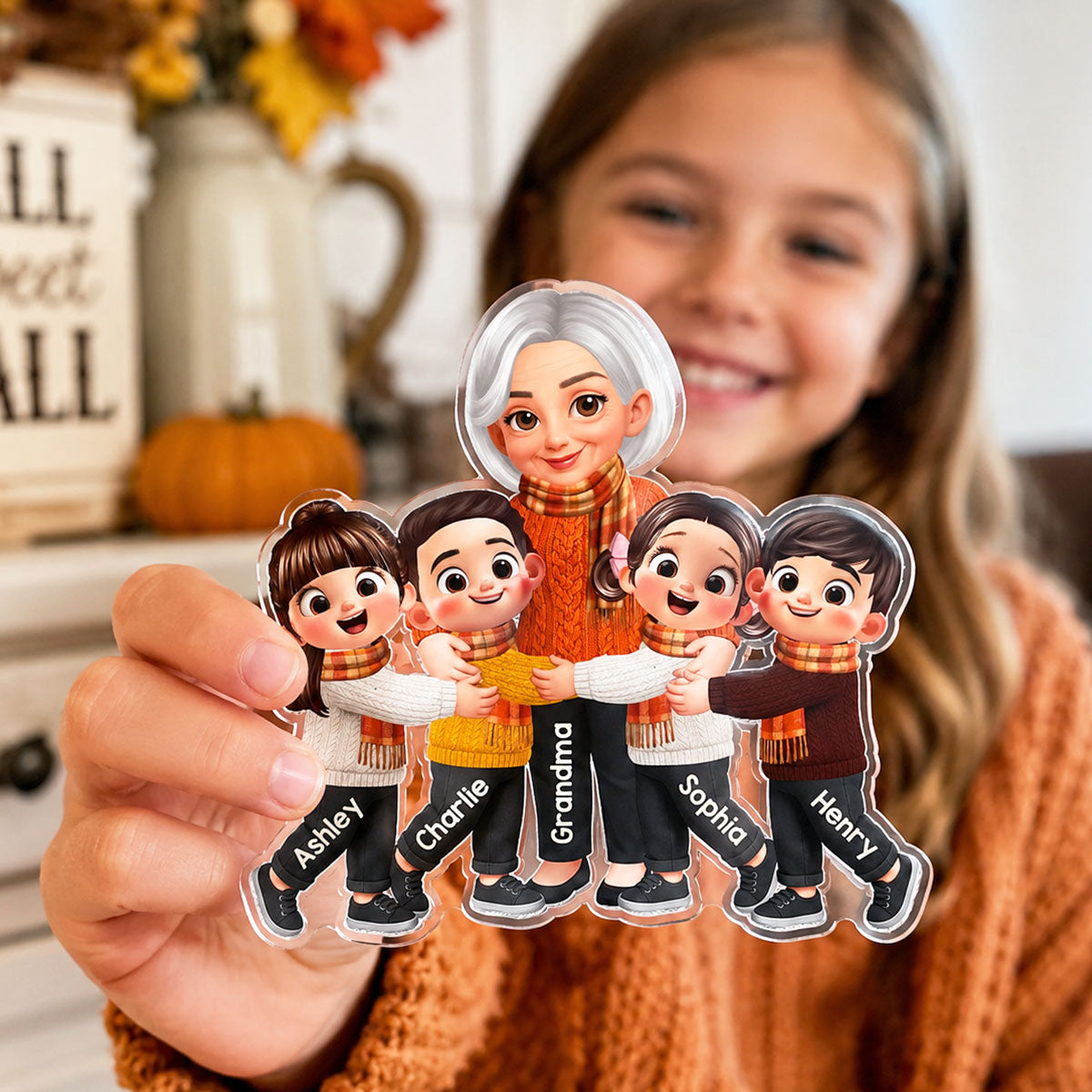 Trending Grandma Grandkids Fall Season - Personalized Acrylic Fridge Magnet - Gift For Wife, Grandmas