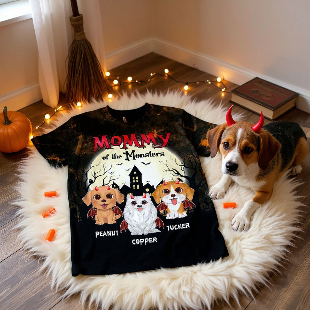 Halloween Mommy Daddy Of The Monsters Dogs Personalized Shirt, Spooky Halloween Costume For Dog Lovers, Dog Mom, Dog Dad
