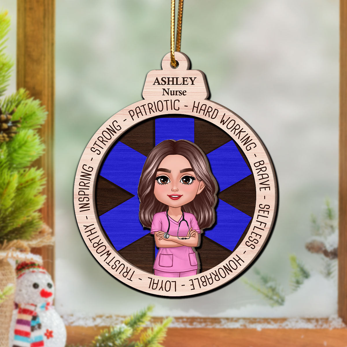 Proud Occupation Appreciation Gift For Police Firefighter Nurse Personalized 2-Layer Wooden Ornament