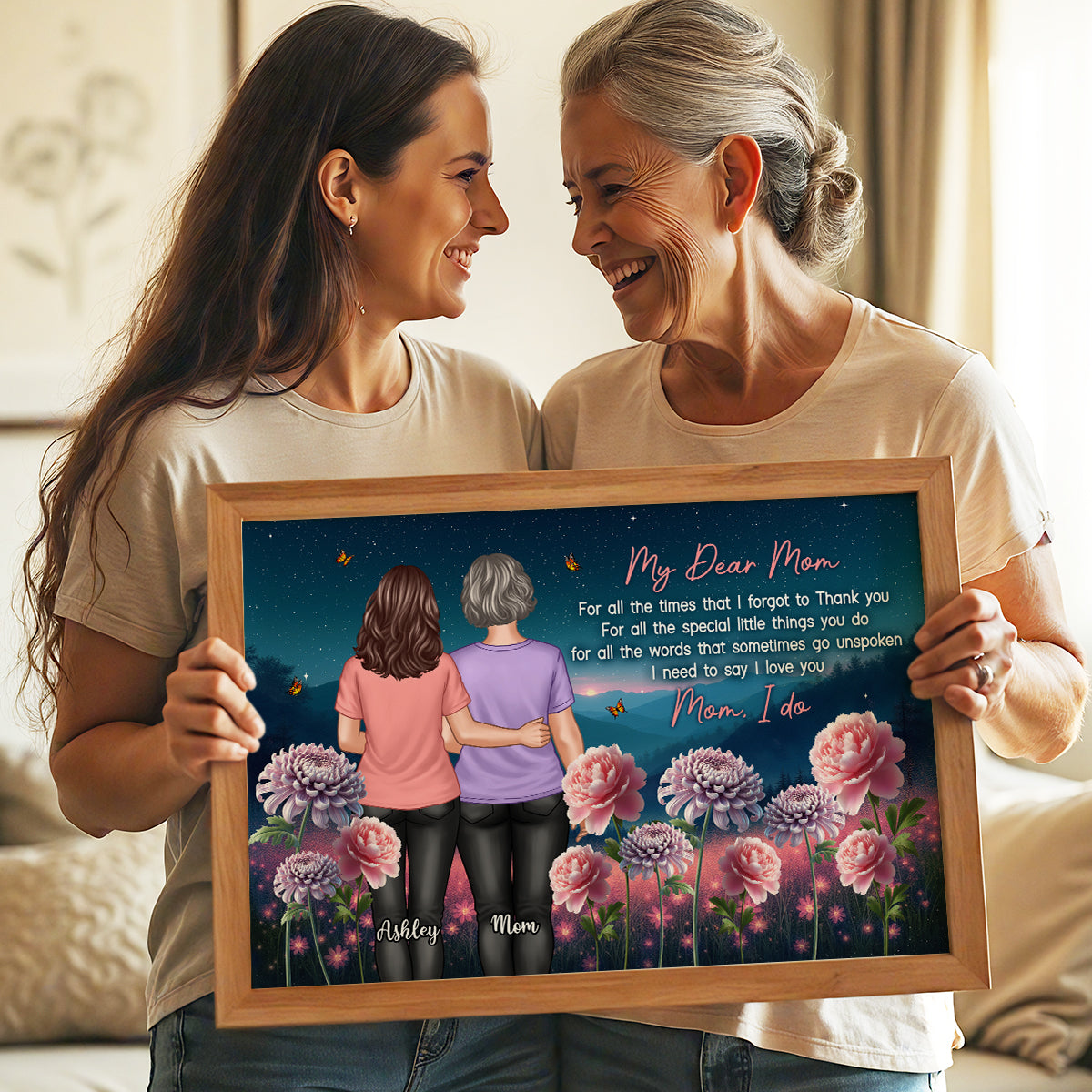 Mom Thank You Gift, Gift From Daughter Birth Flower Personalized Poster
