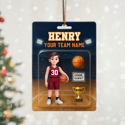 Basketball Player Custom Figure 3D Effect - Personalized Acrylic Ornament - Christmas Gift for Son, Daughter, Grandkids