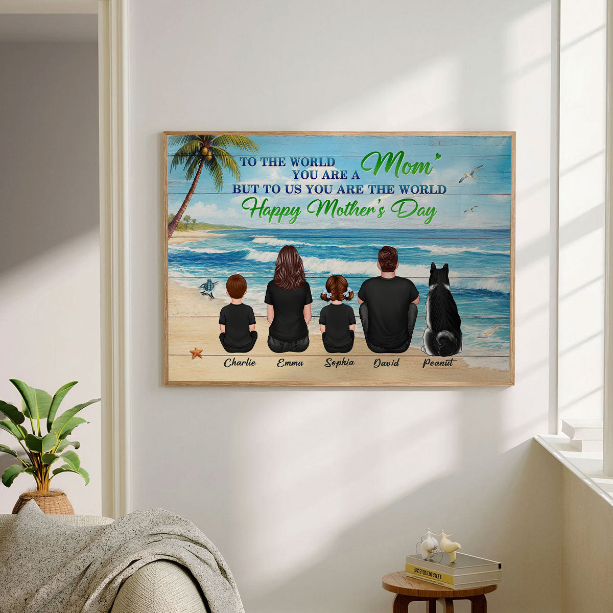 Beach Background Mom You are the World Personalized Poster