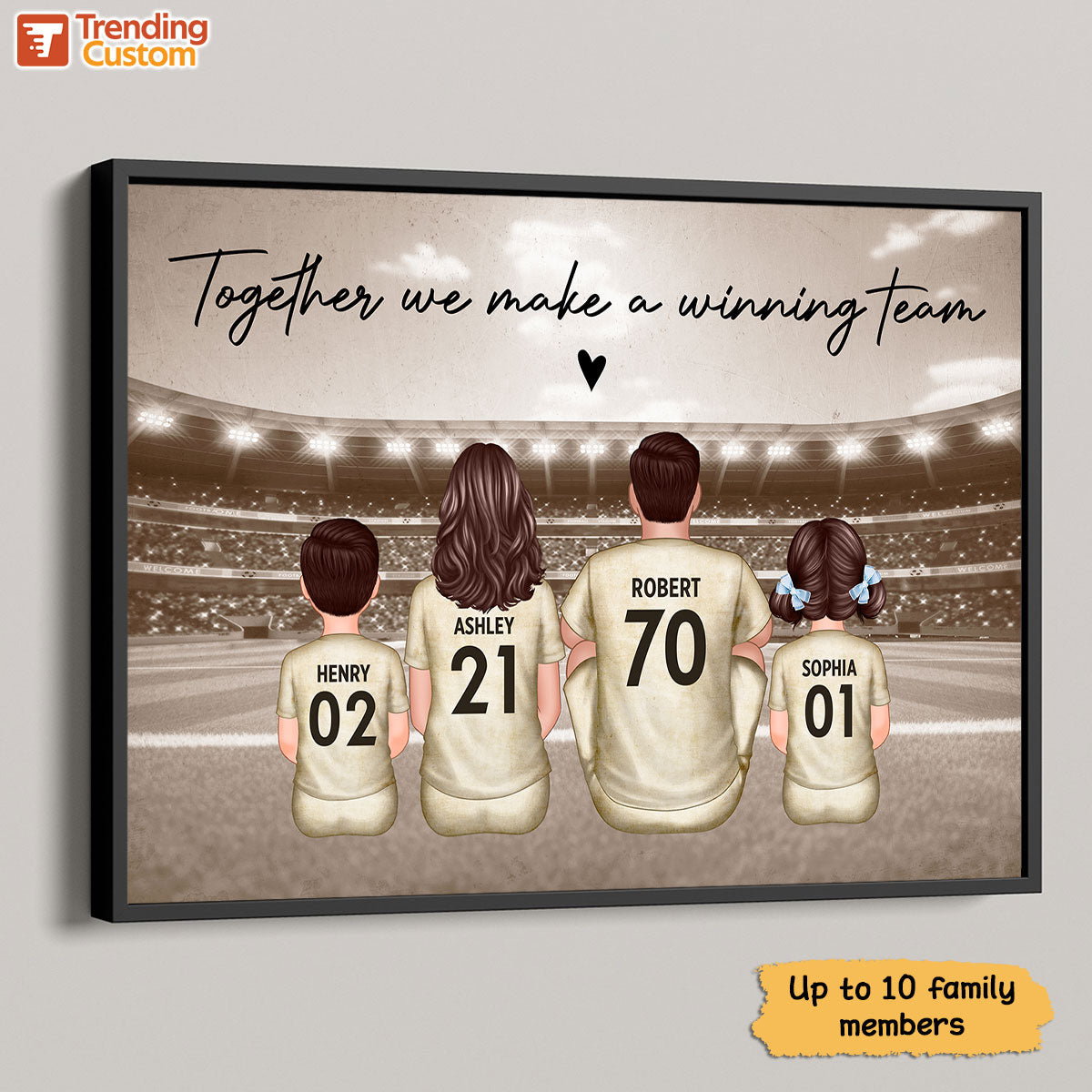 Retro Soccer Family Sitting Personalized Poster Custom Gift for Dad Husband and Home Decor