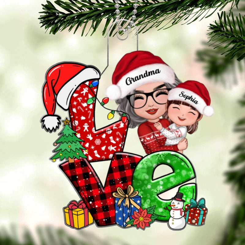 Love Letter Grandma Hugging Grandkid Personalized Acrylic Ornament