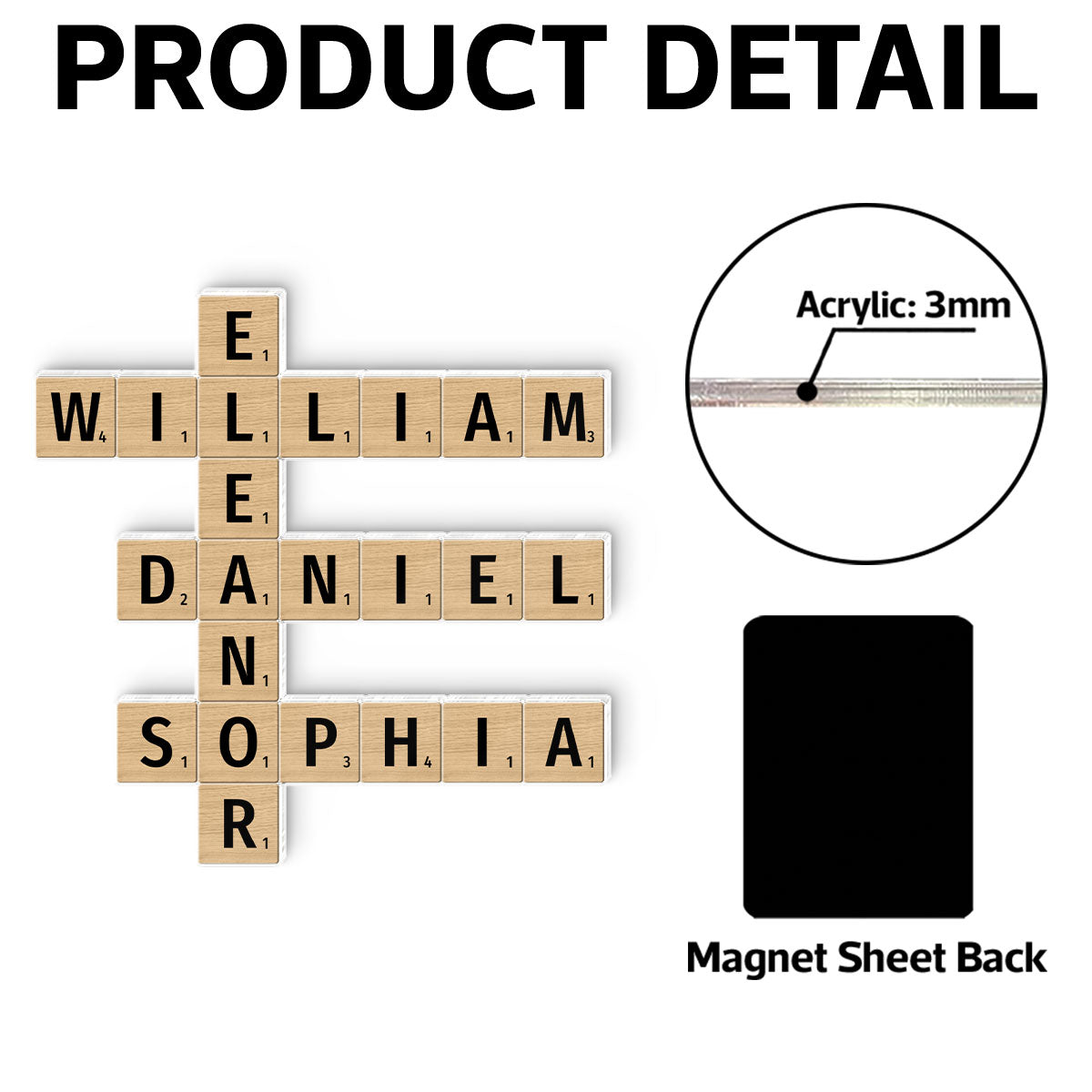 Family Crossword Art - Created In A Moment, Treasured Forever Personalized Custom Shape Acrylic Magnet