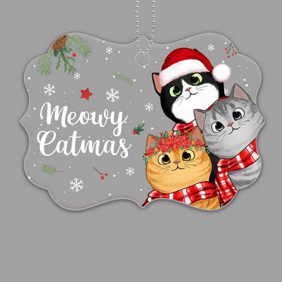 Meowy Catmas Cute Peeking Cat Christmas Personalized Acrylic Ornament