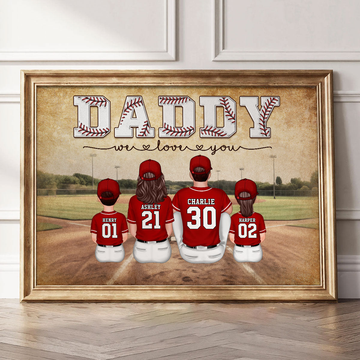 Retro Vintage Baseball Family Dad We Love You Personalized Poster, Gift For Dad