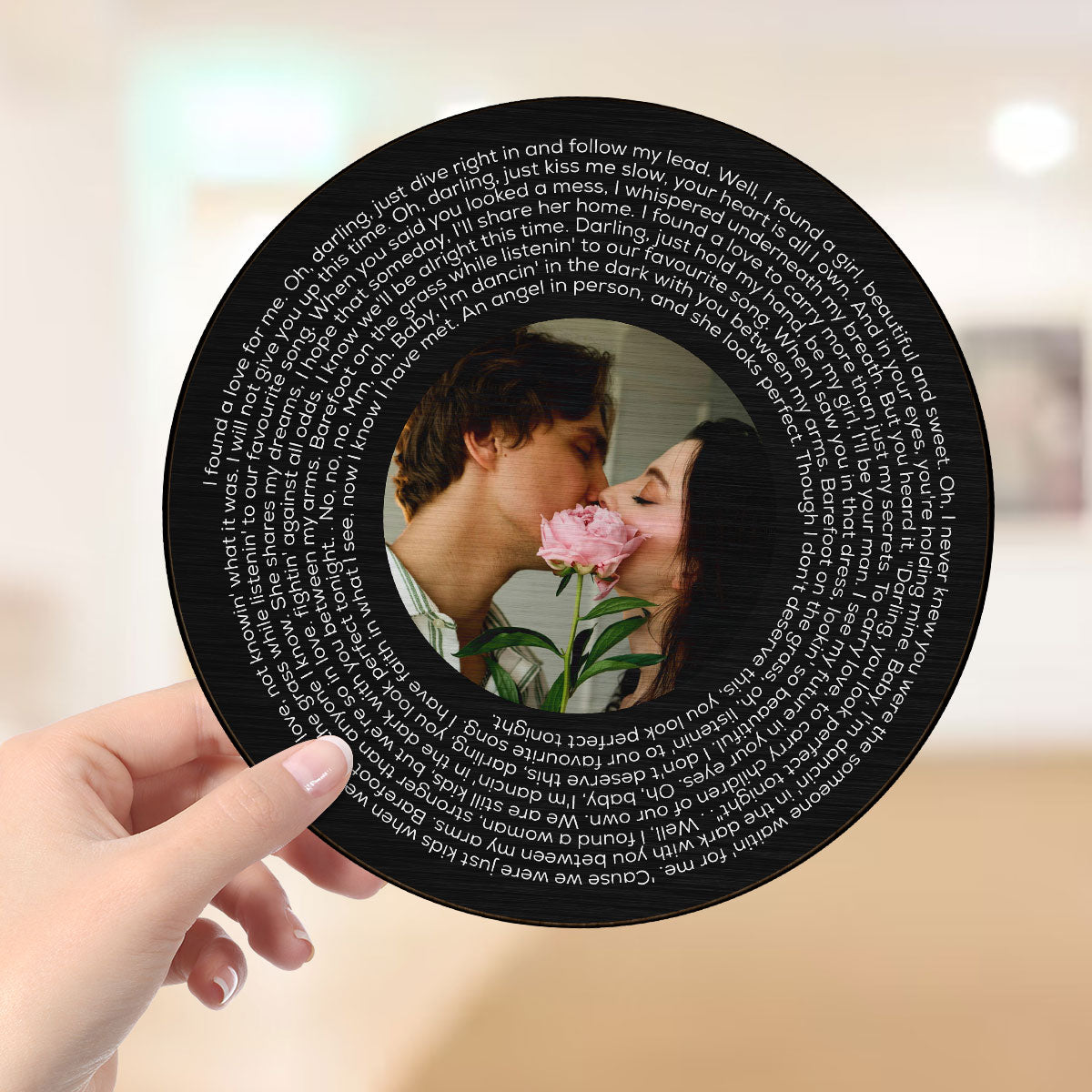 Upload Photo Black White Vinyl Record Personalized 2-Layer Wooden Plaque, Birthday Anniversary  Gift For Couple, For Bestie