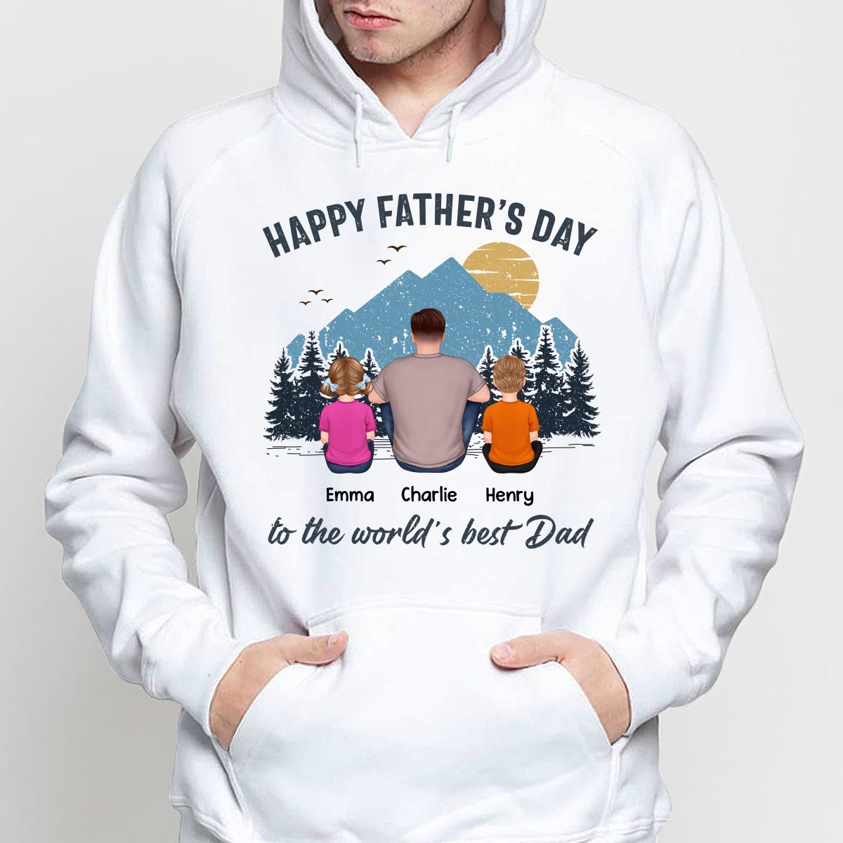 Best Dad Back View Retro Mountain Personalized Shirt