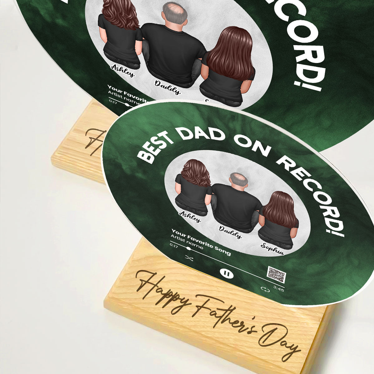 Galaxy Best Dad On Record Favorite Song Scannable QR Code Personalized Acrylic Record Plaque, Gift For Dad