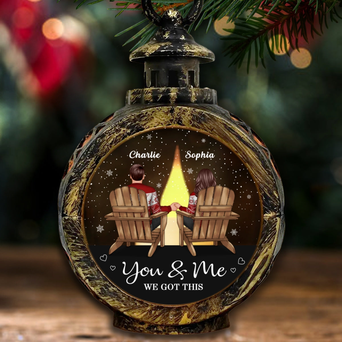 You & Me We Got This Couple Back View Personalized Lantern Ornament