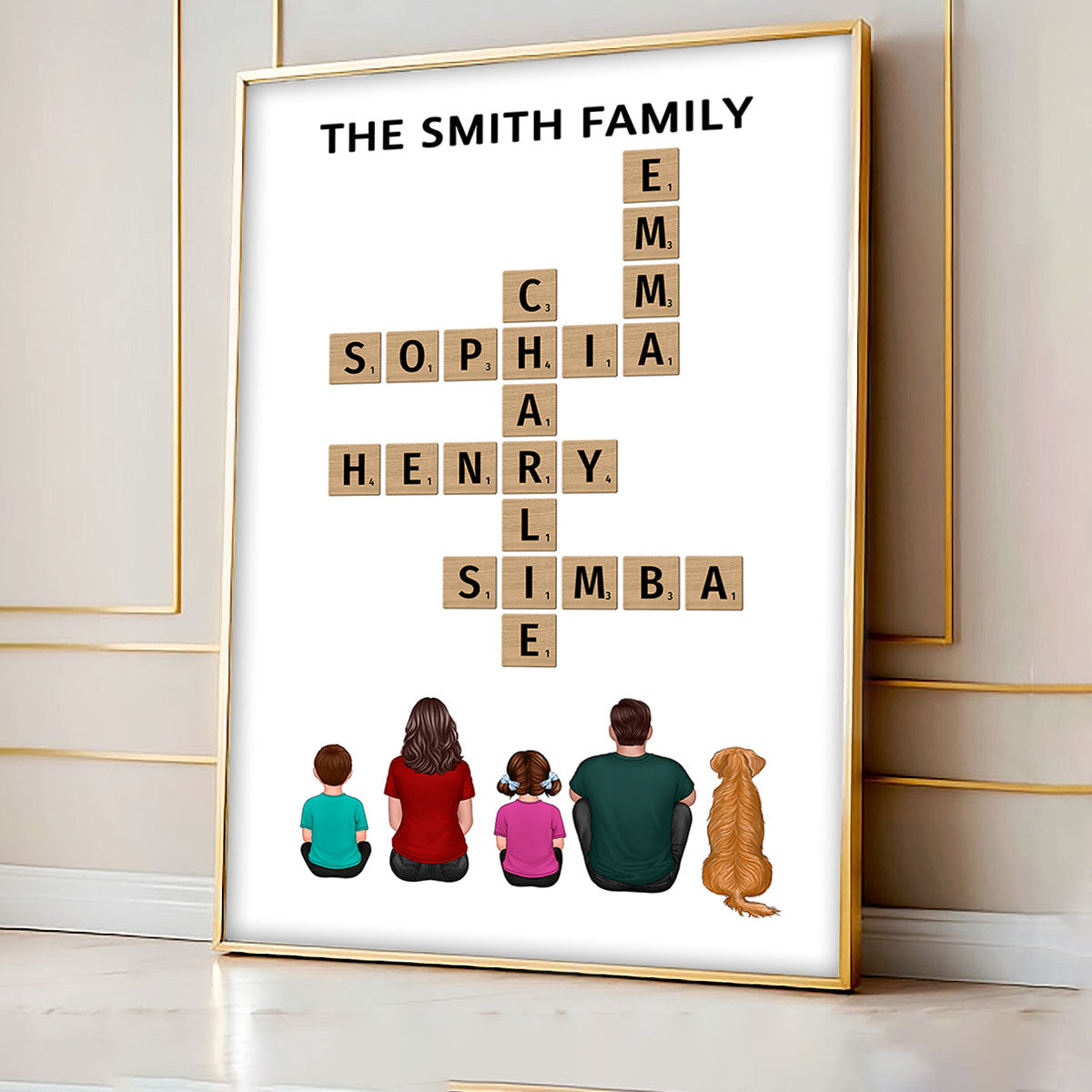 Family Back View Sitting Home Decor Unique Gift For Family Friends Make Your Own Crossword Personalized Poster
