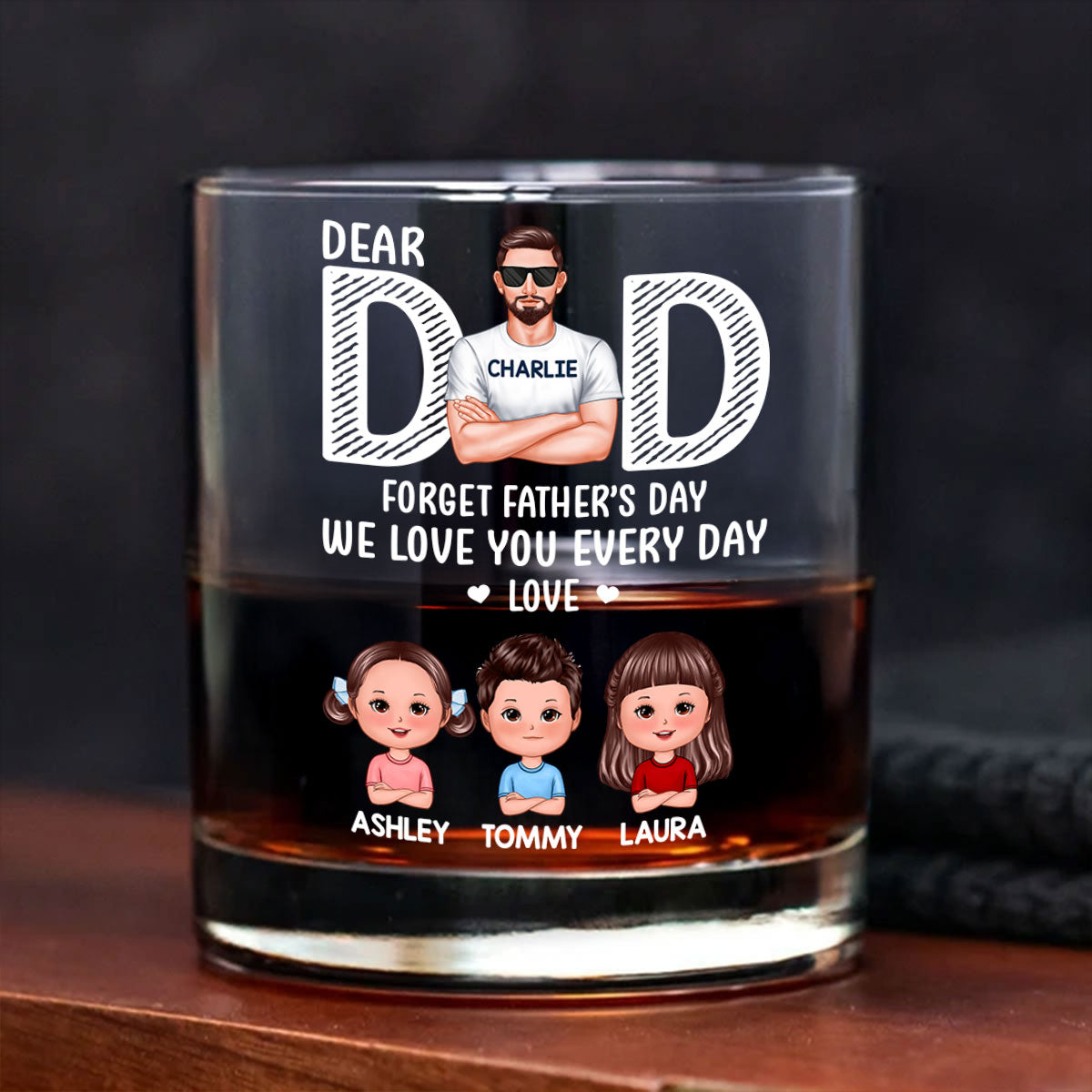 Dad Forget Father's Day We Love You Everyday Personalized Wine Glass, Father's Day Gift for Dads